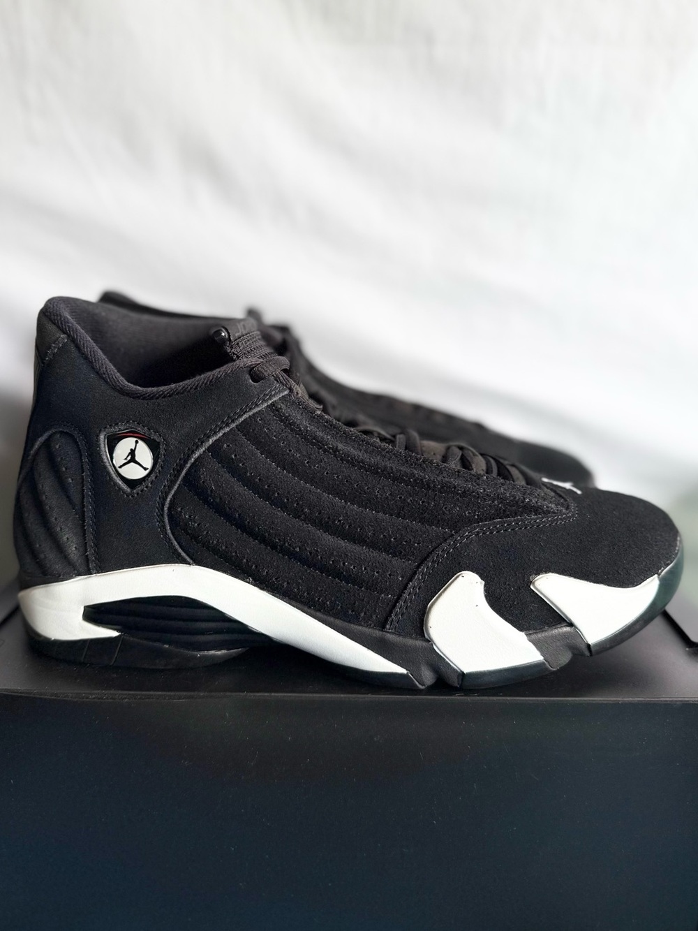 AUTHENTIC Jordan 14 Retro Black White size 10 487471-016 2023 PRE-OWNED